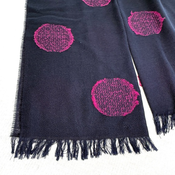 Talbots Polka Dot Scarf Navy & Fushia Pink Polka Dot Scarf - Picture 2 of 5